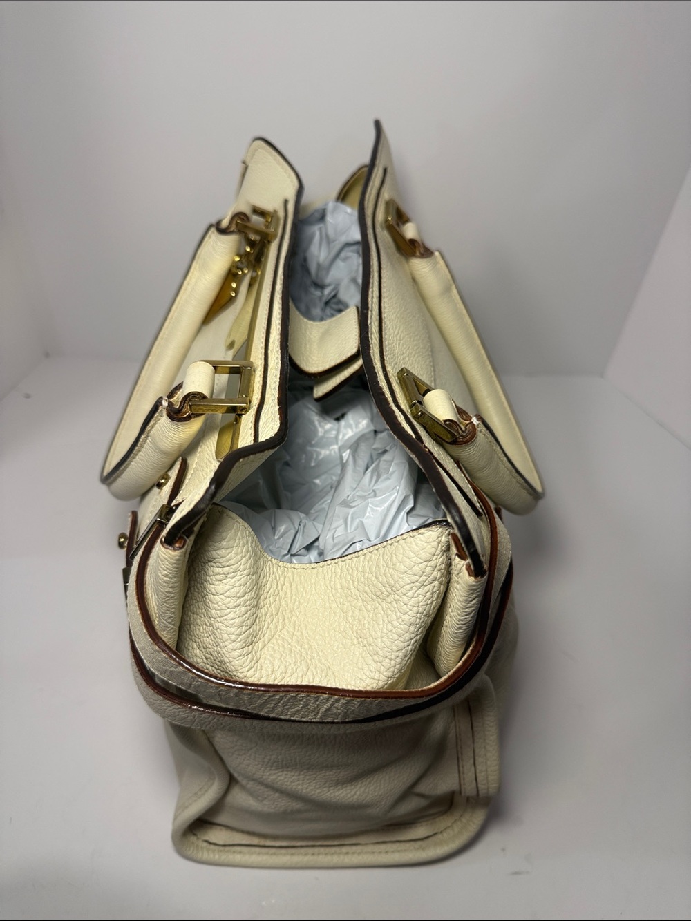 Chloé Shelby Cream Leather Tote Bag - Picture 13 of 17